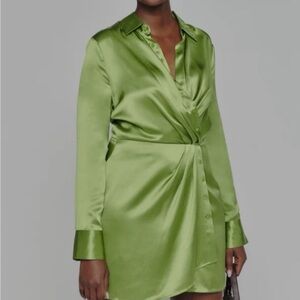 Reformation Green Satin Mini Dress